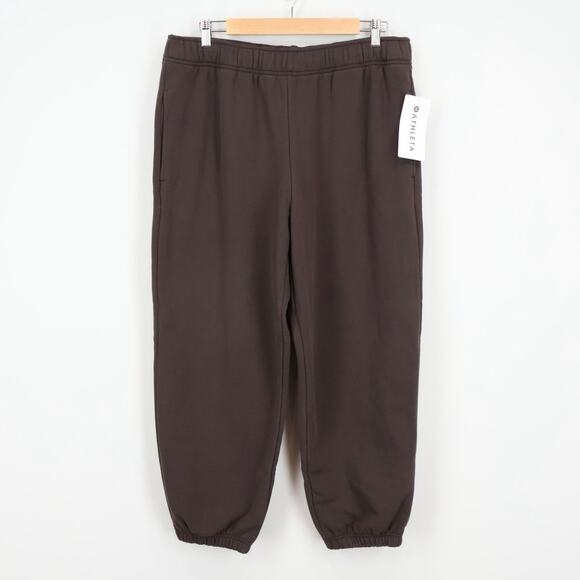 NWT Athleta Forever Fleece High-Rise Fleece Jogger In Truffle Brown Large Petite - Picture 3 of 9